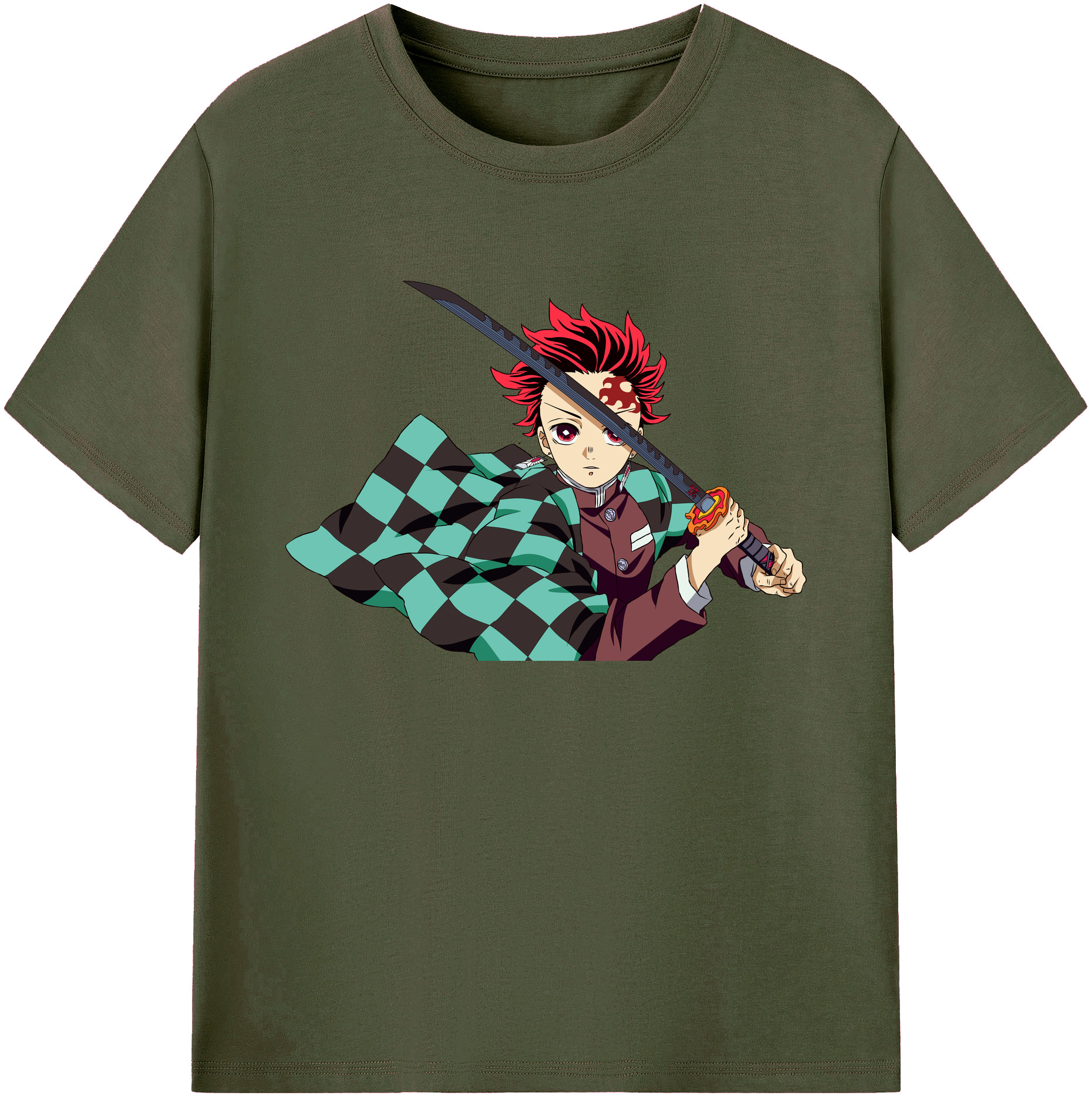 （画像用） 鬼滅の刃 竈門 炭治郎／かまど たんじろう Kamado Tanjirou 綿100％ メンズ半袖Tシャツ｜肌触りやわらか＆通気性